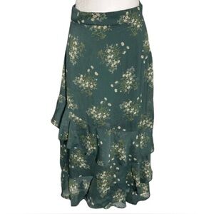 NWT KI AMI SKIRT FRANCESCA’S SMALL GREEN FLORAL LONG MAXI RUFFLED BOHO COTTAGE